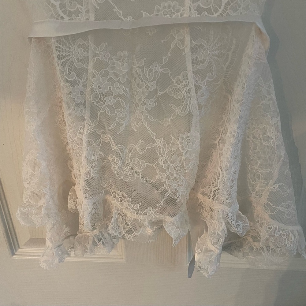 New! Victoria's Secret White Lace Apron Wicked Open Back Babydoll 22936 - Picture 7 of 10